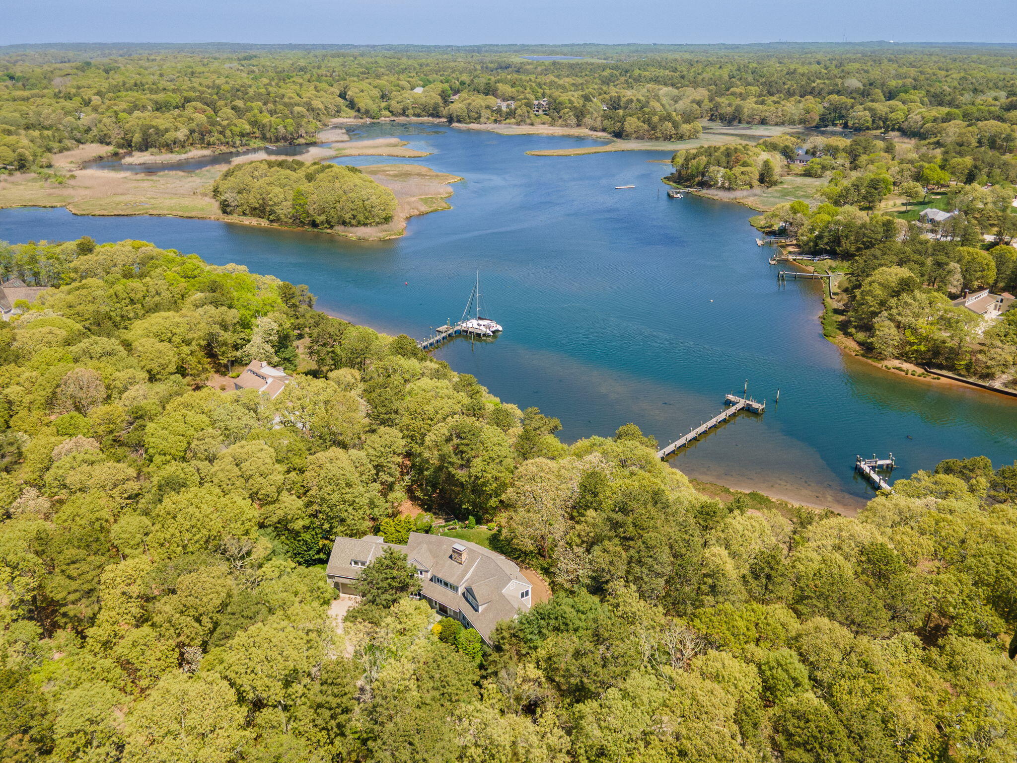 476 Baxter Neck Road Marstons Mills, MA 02648 - Photo 87 of 95 an aerial view of ocean residential house with outdoor space