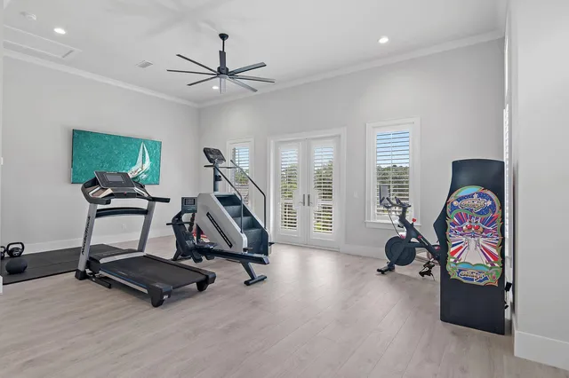 a view of a room with gym equipment