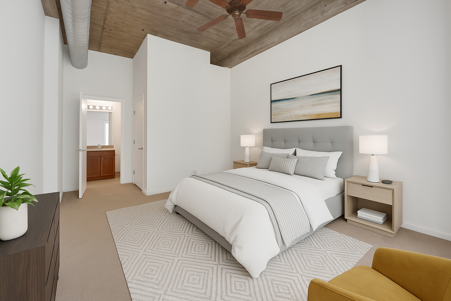 1070 West 15th Street, Unit 112 Chicago, IL 60608 - Photo 10 of 29 a bedroom with a bed and a couch