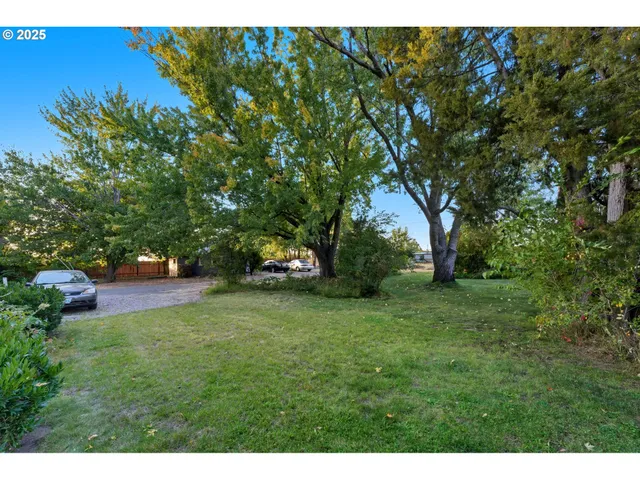 a backyard of a house with lots of green space
