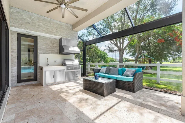 a view of backyard with green space