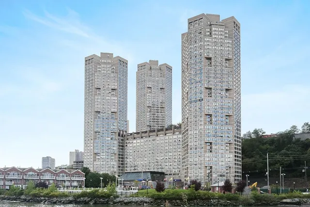 front view of a building with large windows