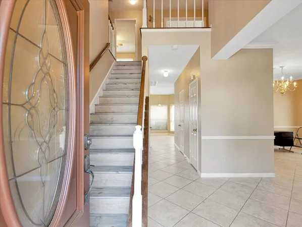 a view of an entryway with staircase