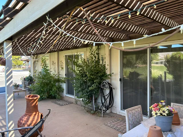 a outdoor living space with furniture