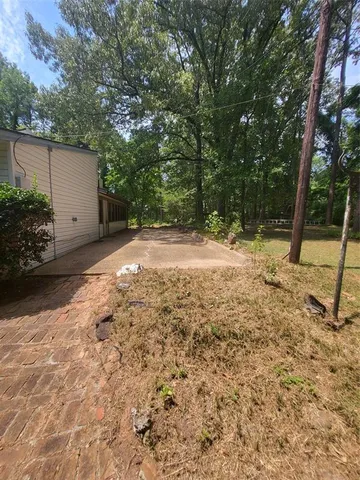 a view of a yard with a tree