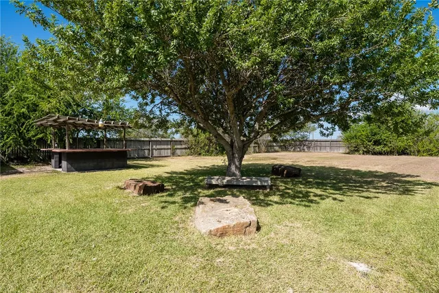 a backyard of a house with lots of green space