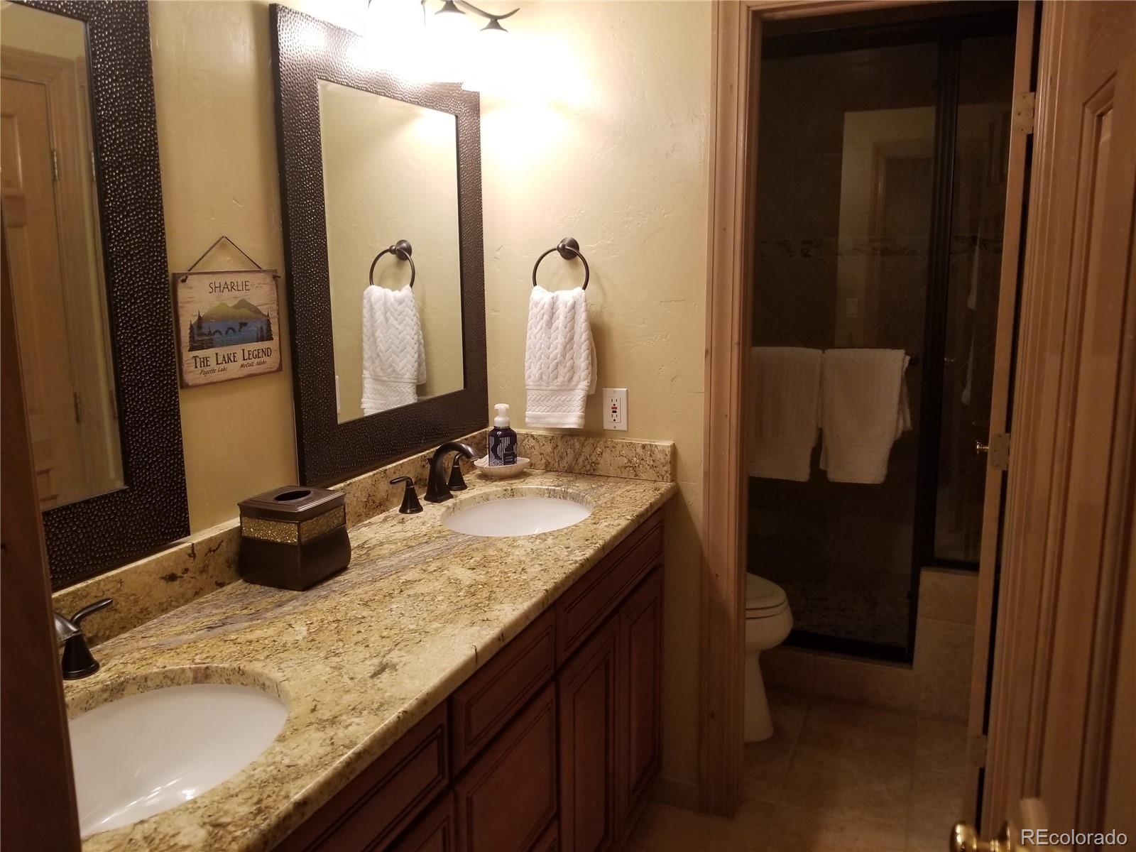 10 Shotgun Circle Edwards, CO 81632 - Photo 19 of 33 a bathroom with a granite countertop sink and a mirror