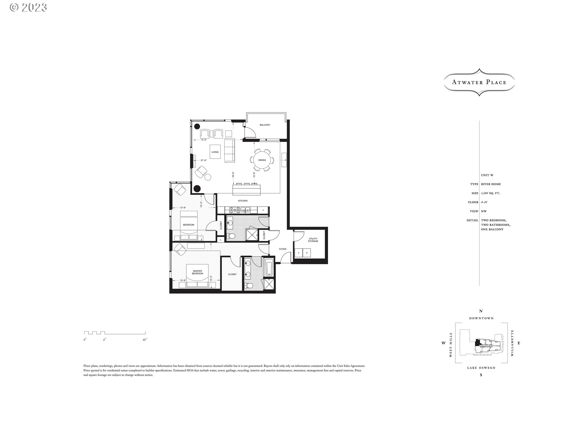 841 Southwest Gaines Street, Unit 1800 Portland, OR 97239 - Photo 34 of 39 a black and white photo of a floor plan
