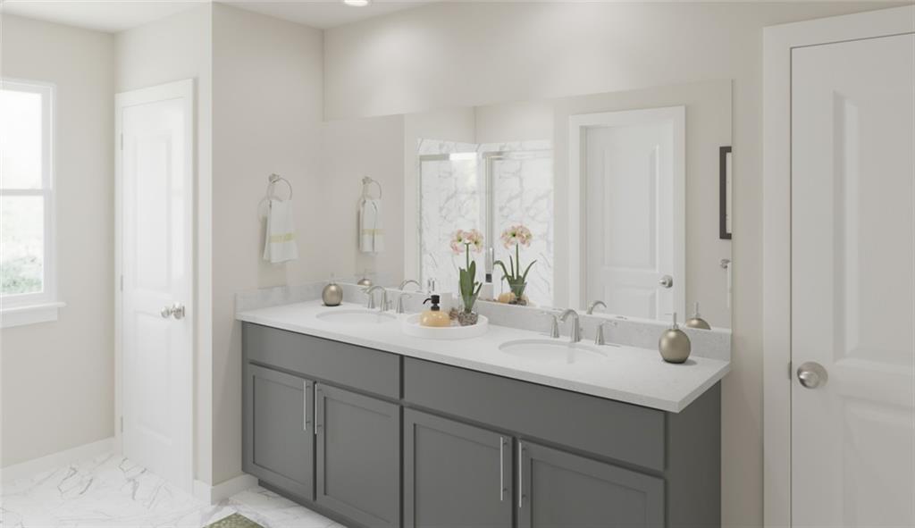 325 Cavalier Lane Acworth, GA 30102 - Photo 23 of 61 a bathroom with double sink and mirror