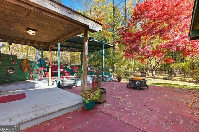 an outdoor space with patio