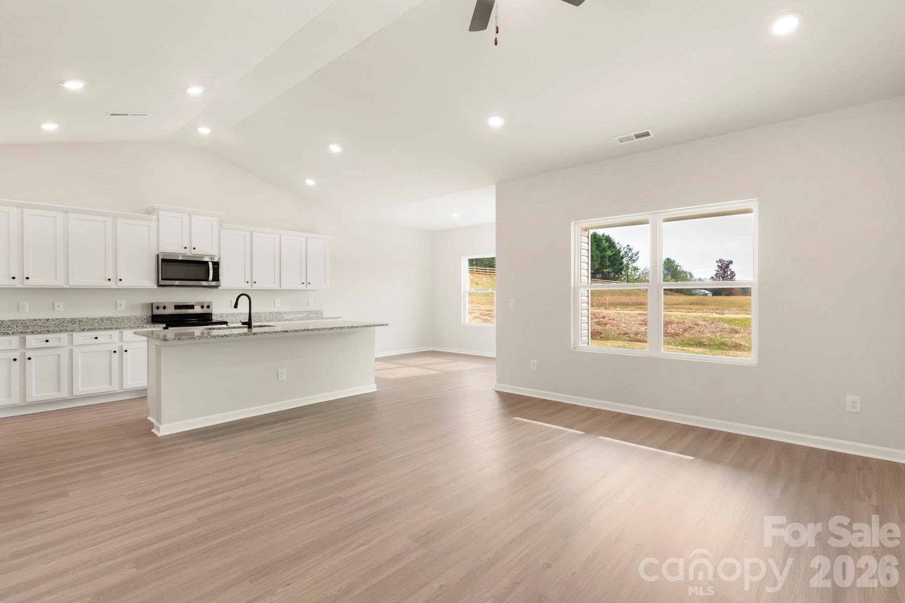 285 Limestone Terrace Salisbury, NC 28146 - Photo 5 of 22 a view of kitchen with granite countertop white cabinets and wooden floor