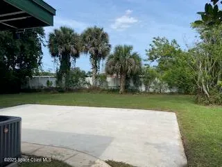 a view of a park with plants and palm trees