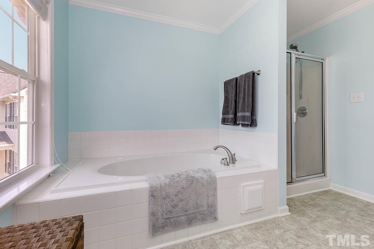 407 Ina Joe Place Willow Spring, NC 27592 - Photo 14 of 26 a bathroom with a tub sink and mirror