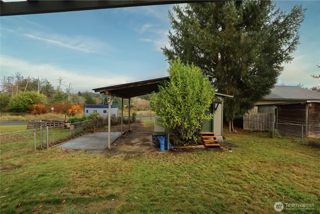 a view of a park with slide