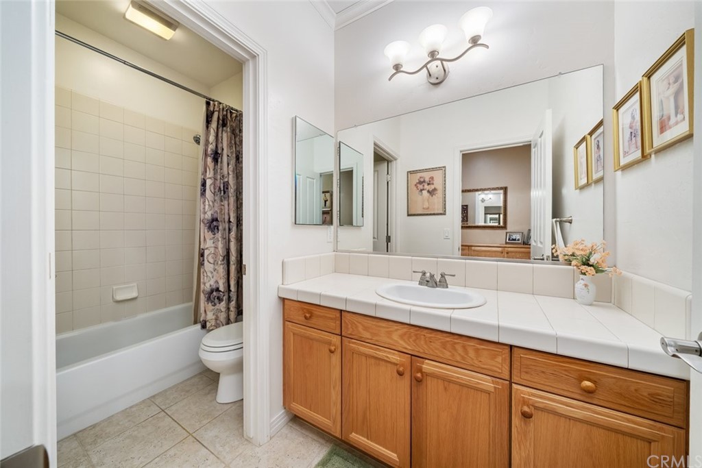 1675 Via Rojas Templeton, CA 93465 - Photo 37 of 60 a bathroom with a granite countertop sink a toilet and shower