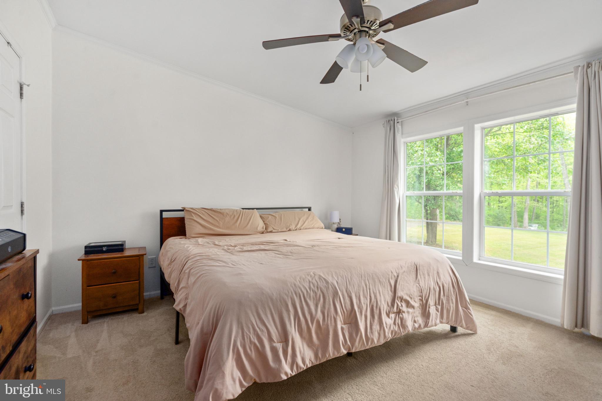2319 Sizer Road Beaverdam, VA 23015 - Photo 41 of 61 a bedroom with a bed a chandelier and a flat tv