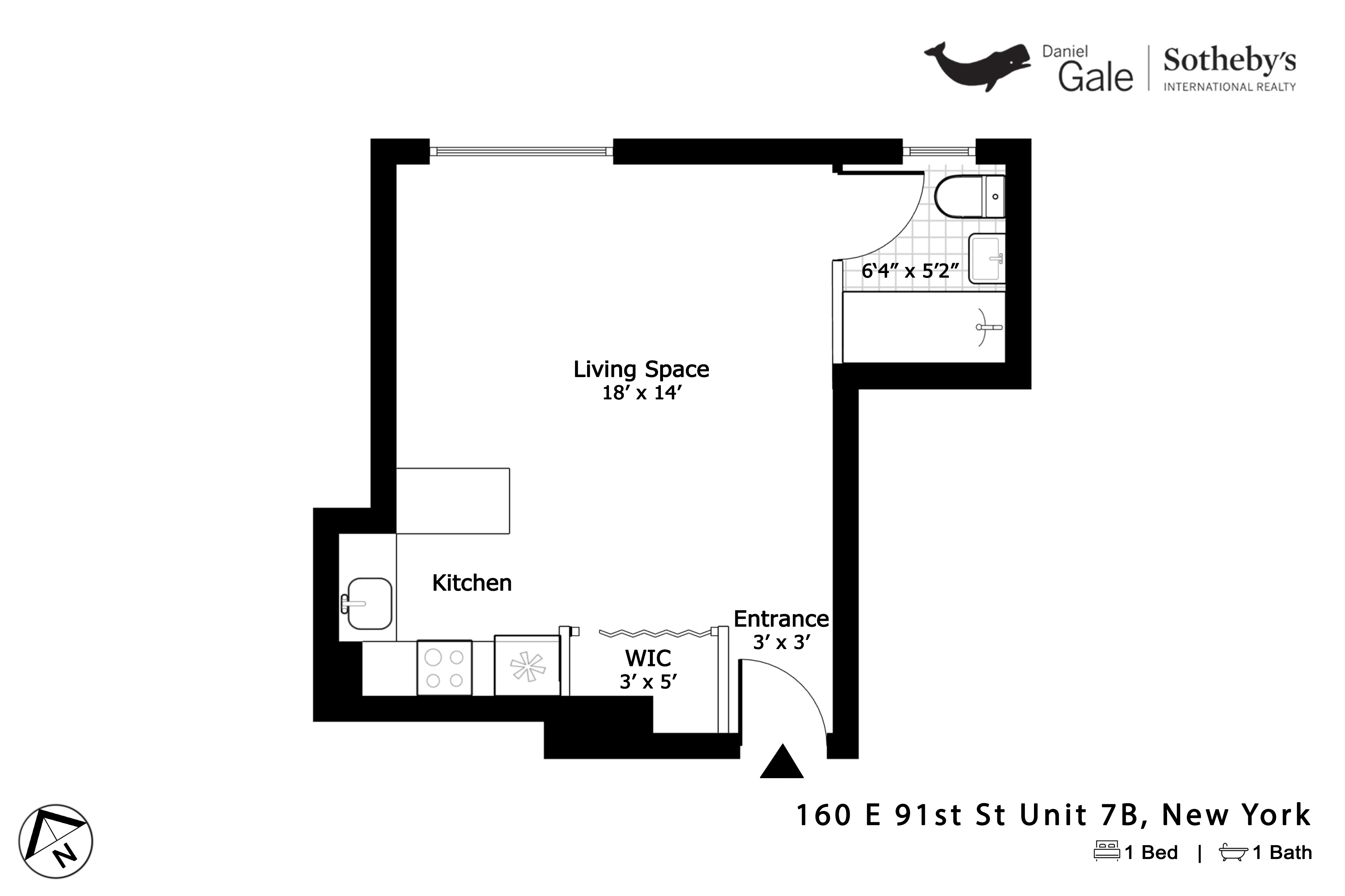 160 East 91st Street, Unit 7B Manhattan, NY 10128 - Photo 6 of 6 a picture of a floor plan
