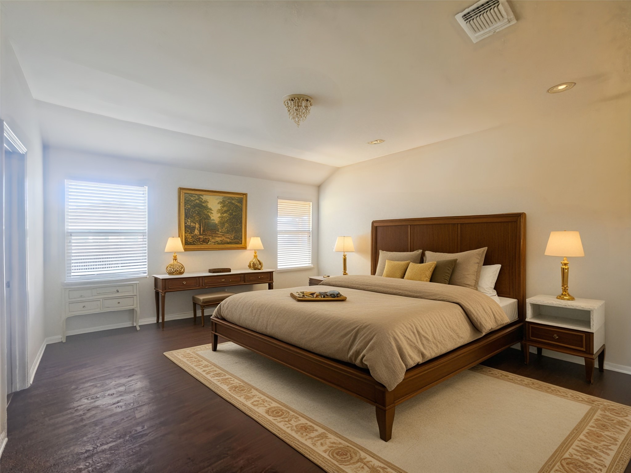 801 Silver Wing Drive Austin, TX 78725 - Photo 14 of 29 a bedroom with a bed and a table in it