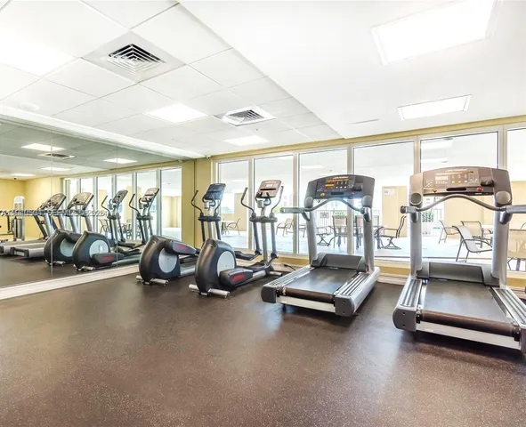 a view of a room with gym equipment