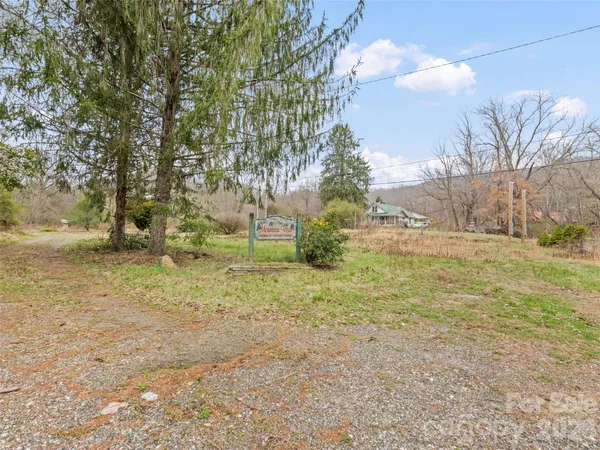 a view of a field with trees