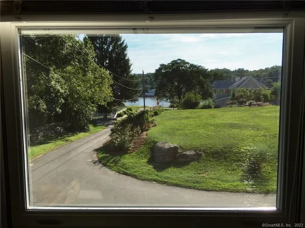 a view of a back yard from a window