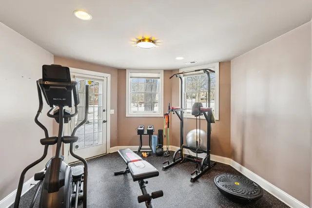 a view of a room with gym equipment