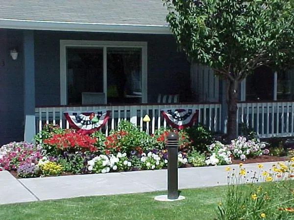 a front view of a house having a yard