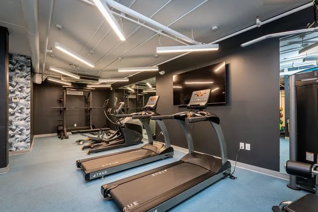 a room with gym equipment
