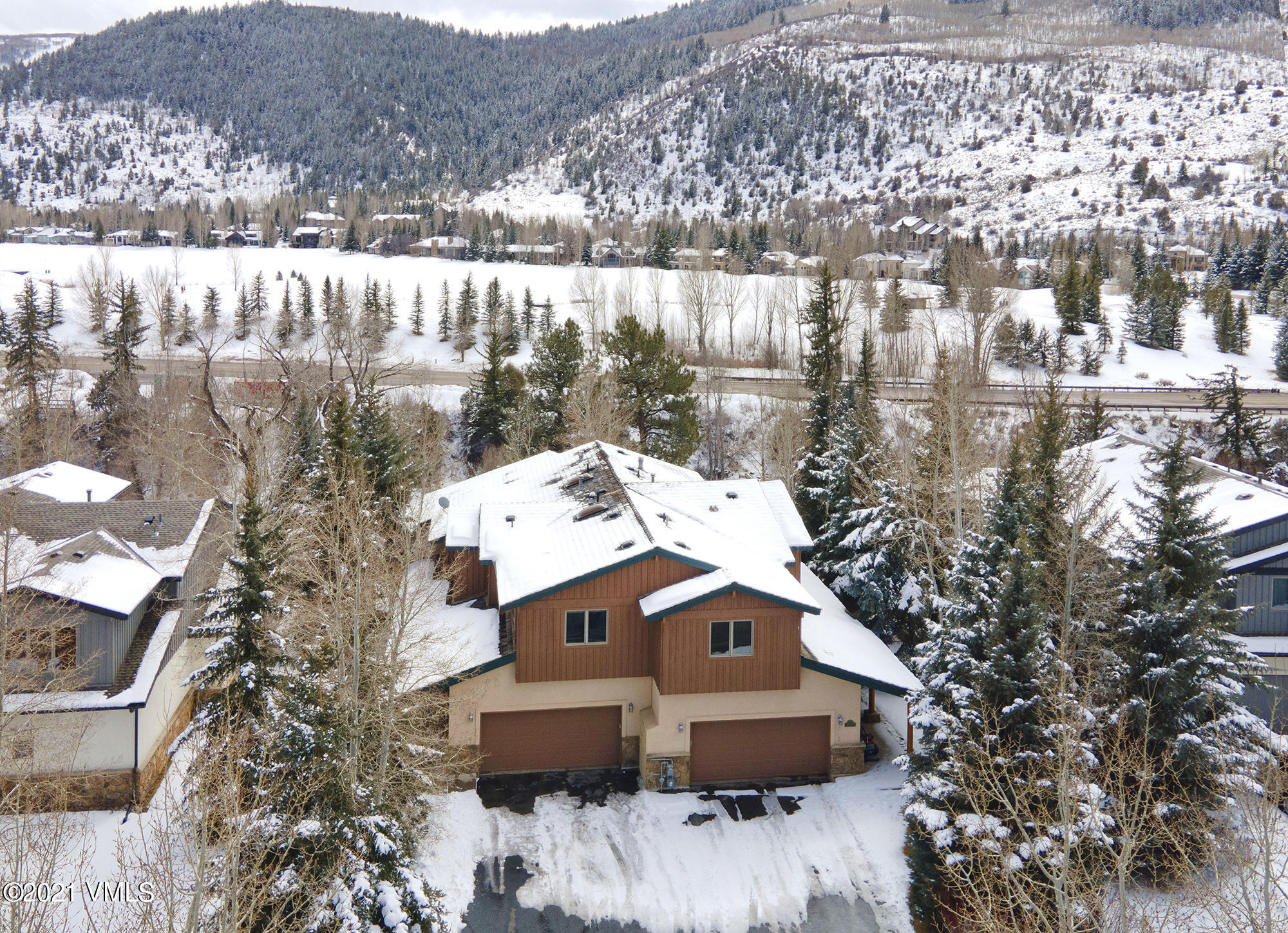 drone view of house