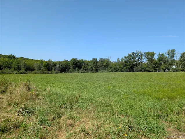 a view of a green field with wooden fence