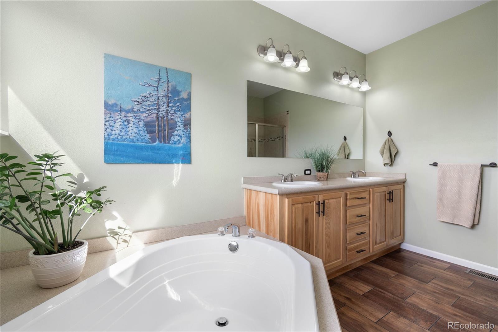 147 Overlook Drive Bailey, CO 80421 - Photo 17 of 43 a bathroom with a bathtub sink and mirror