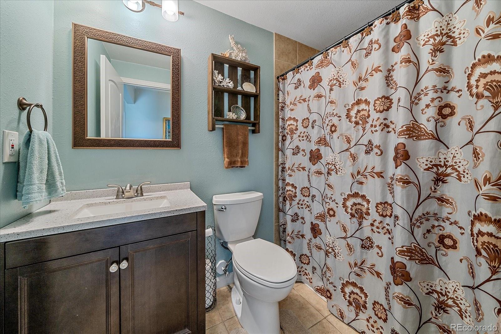 147 Overlook Drive Bailey, CO 80421 - Photo 29 of 43 a bathroom with a granite countertop sink and a toilet
