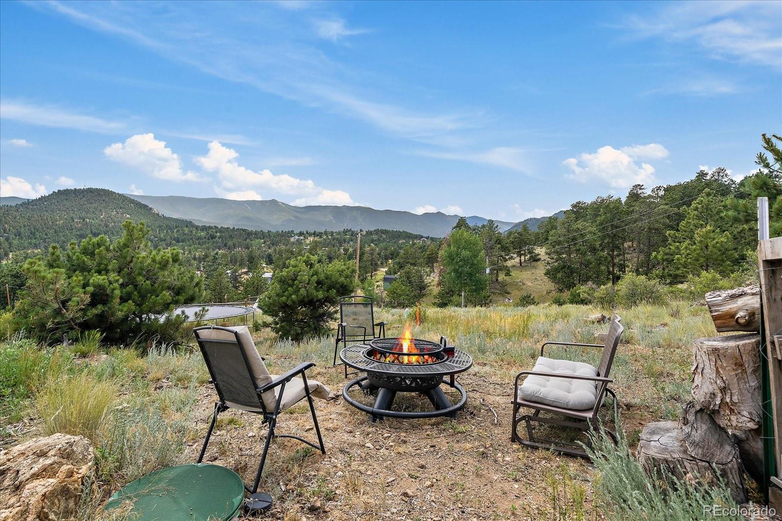 147 Overlook Drive Bailey, CO 80421 - Photo 31 of 43 a backyard of a house with table and chairs