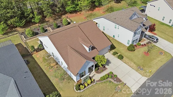 an aerial view of a house