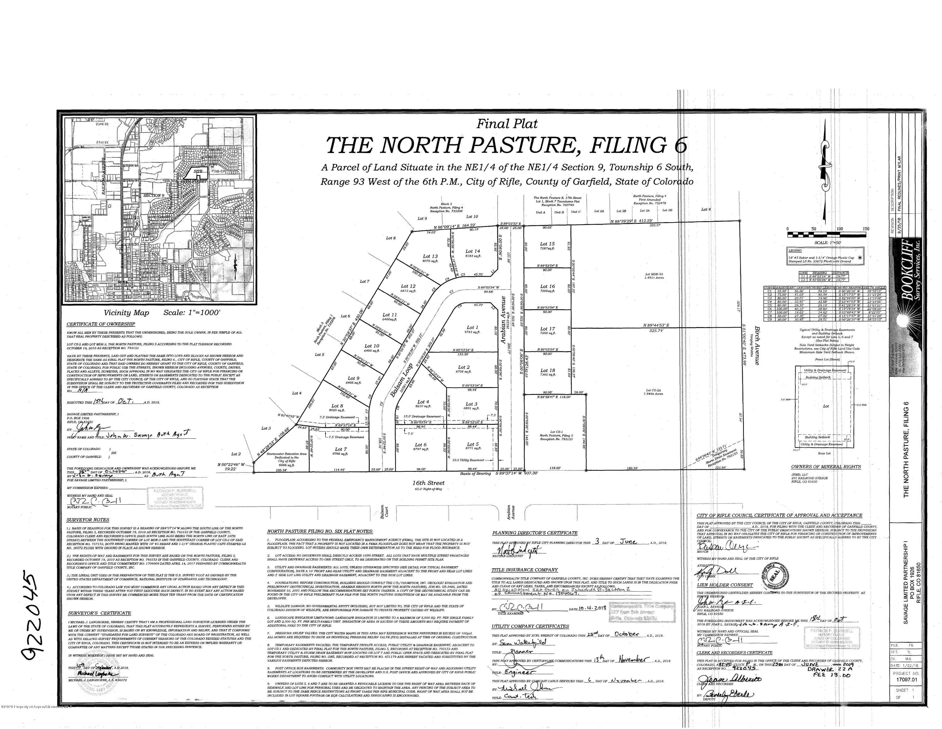 1612 Balsam Loop Rifle, CO 81650 - Photo 1 of 1 922045 NP6 Final Plat 2019 06 25