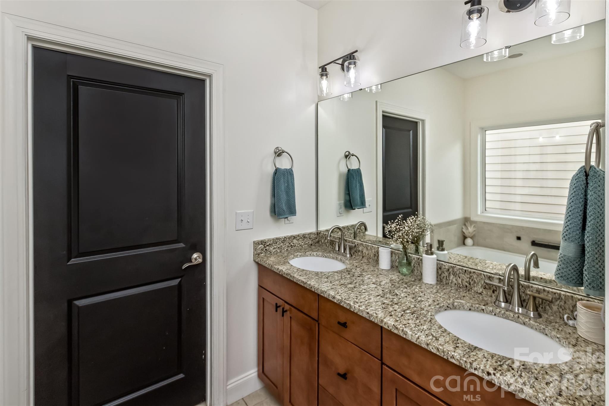 84 Rose Creek Road Leicester, NC 28748 - Photo 18 of 28 a bathroom with a granite countertop sink and a mirror