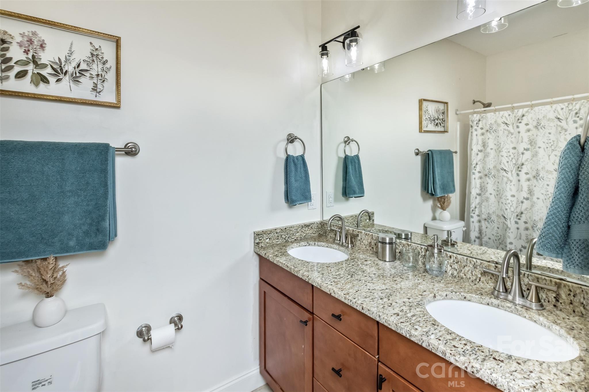 84 Rose Creek Road Leicester, NC 28748 - Photo 25 of 28 a bathroom with a granite countertop sink vanity and a mirror