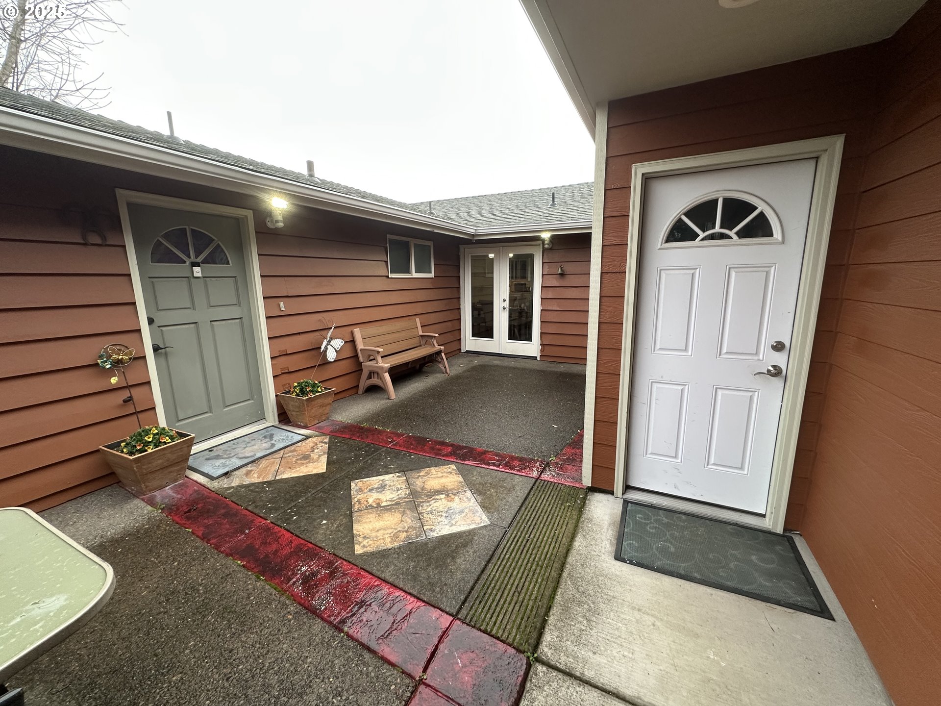 a view of backyard with cabin