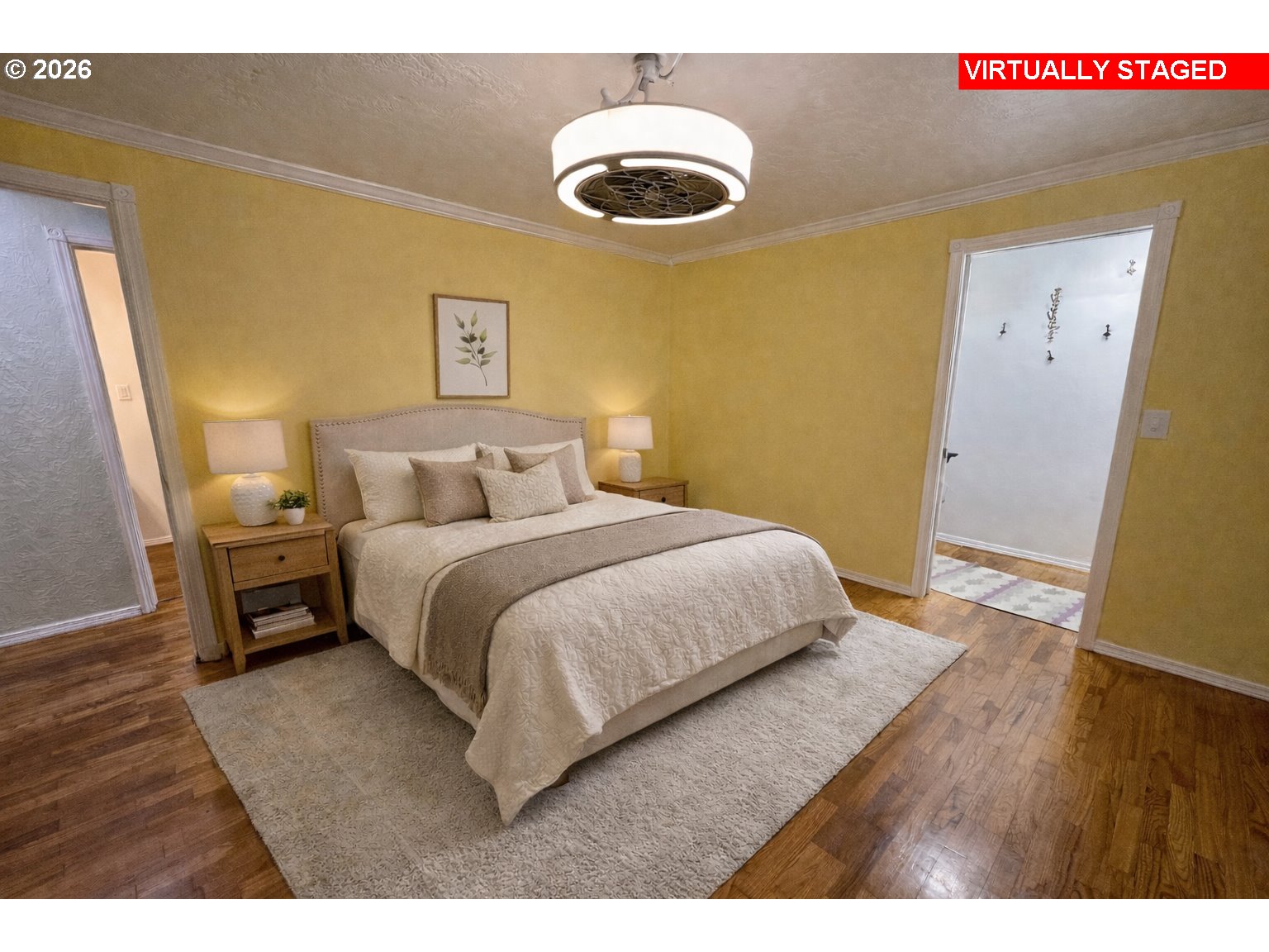 5664 Highbanks Road Springfield, OR 97478 - Photo 18 of 48 a bedroom with a bed and wooden floor