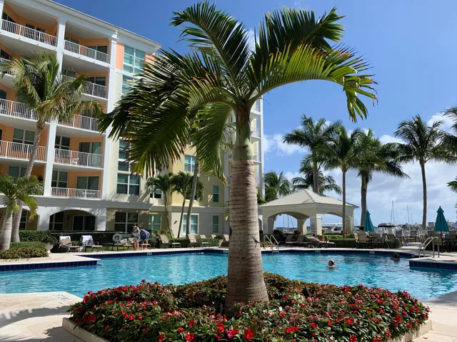 a view of a swimming pool and a chair