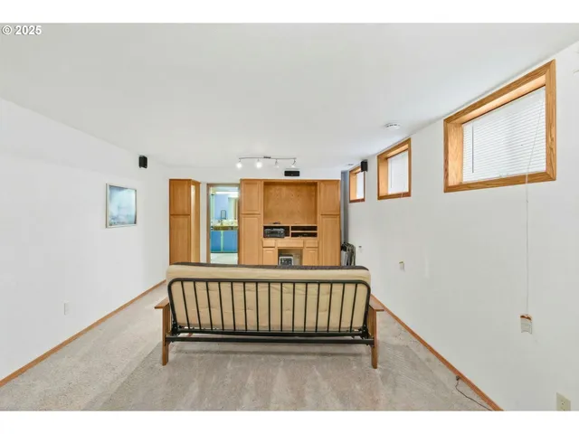 a view of a hallway with a bedroom