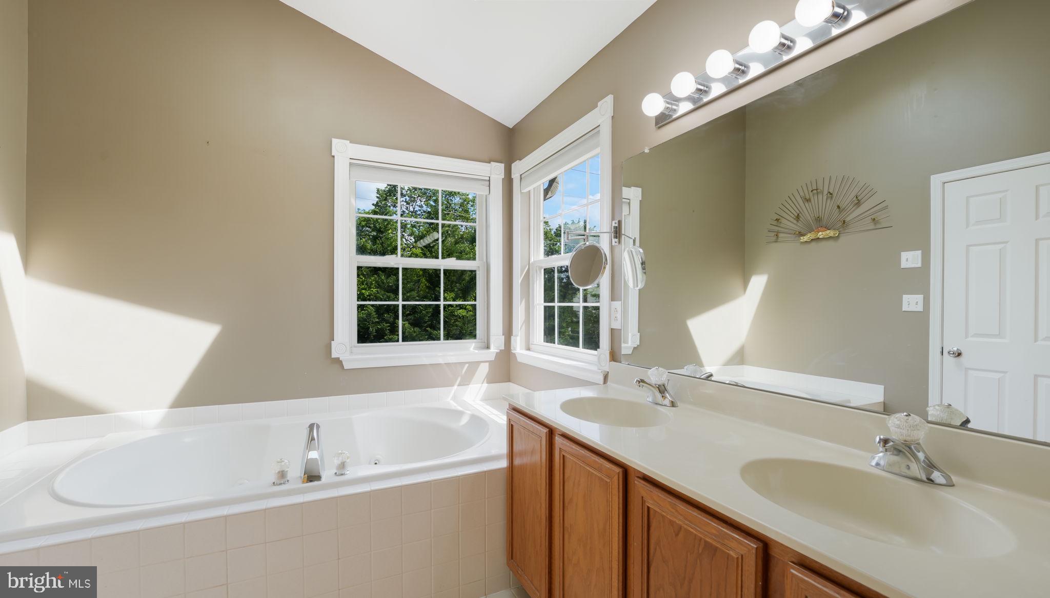 408 Longleaf Drive Perkasie, PA 18944 - Photo 19 of 36 a bathroom with a tub a sink and mirror