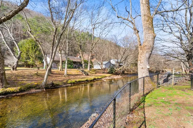 a view of a lake with houses