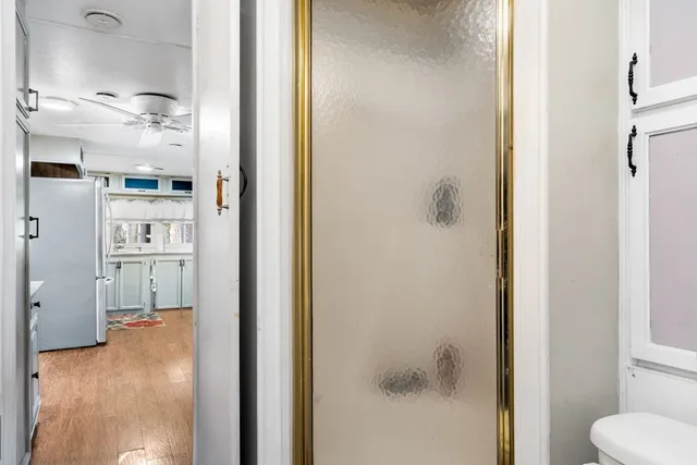 a bathroom with a shower