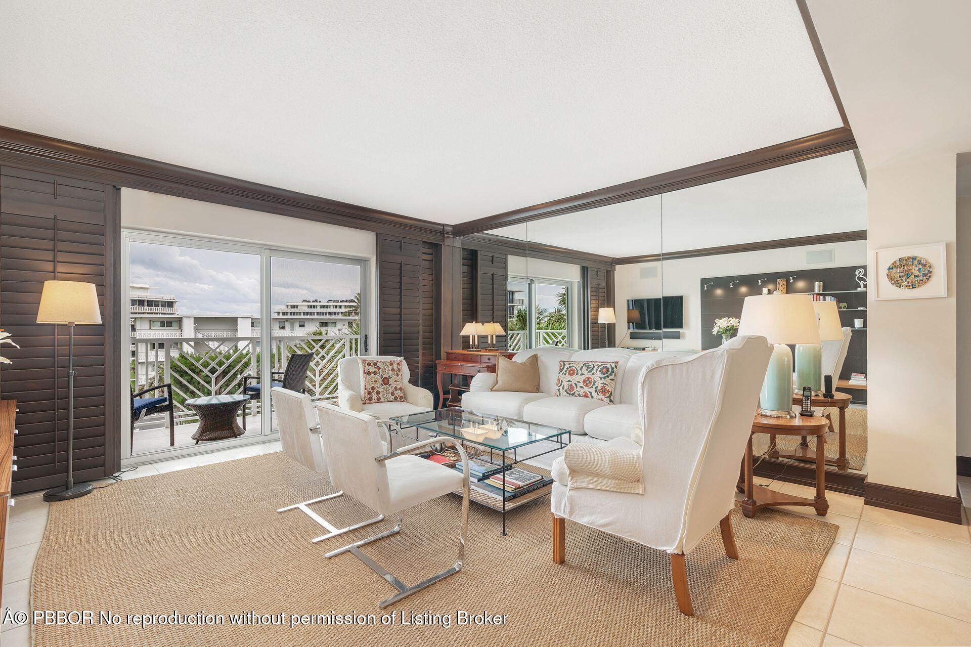 170 North Ocean Boulevard, Unit 409 Palm Beach, FL 33480 - Photo 5 of 34 a living room with furniture large window and glass door