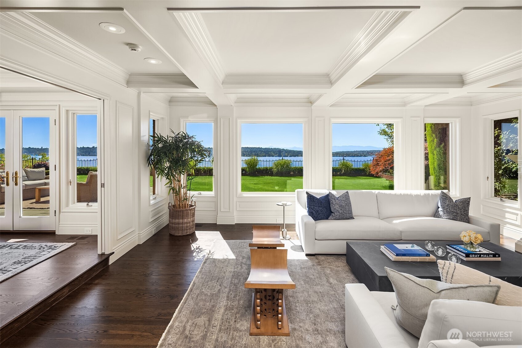 2307 Evergreen Point Road Medina, WA 98039 - Photo 9 of 40 a living room with furniture and a large window
