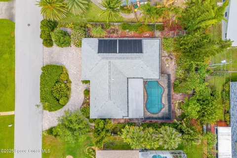 an aerial view of a house