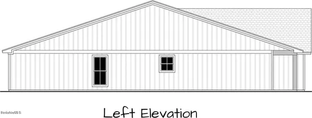 a white house that has a large window