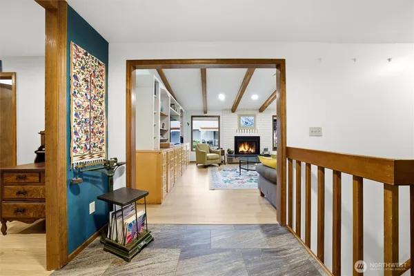 a view of living room and dining room