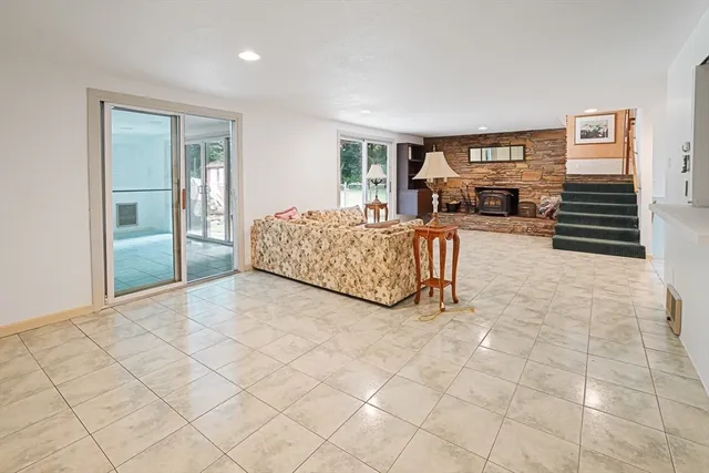 a living room with furniture